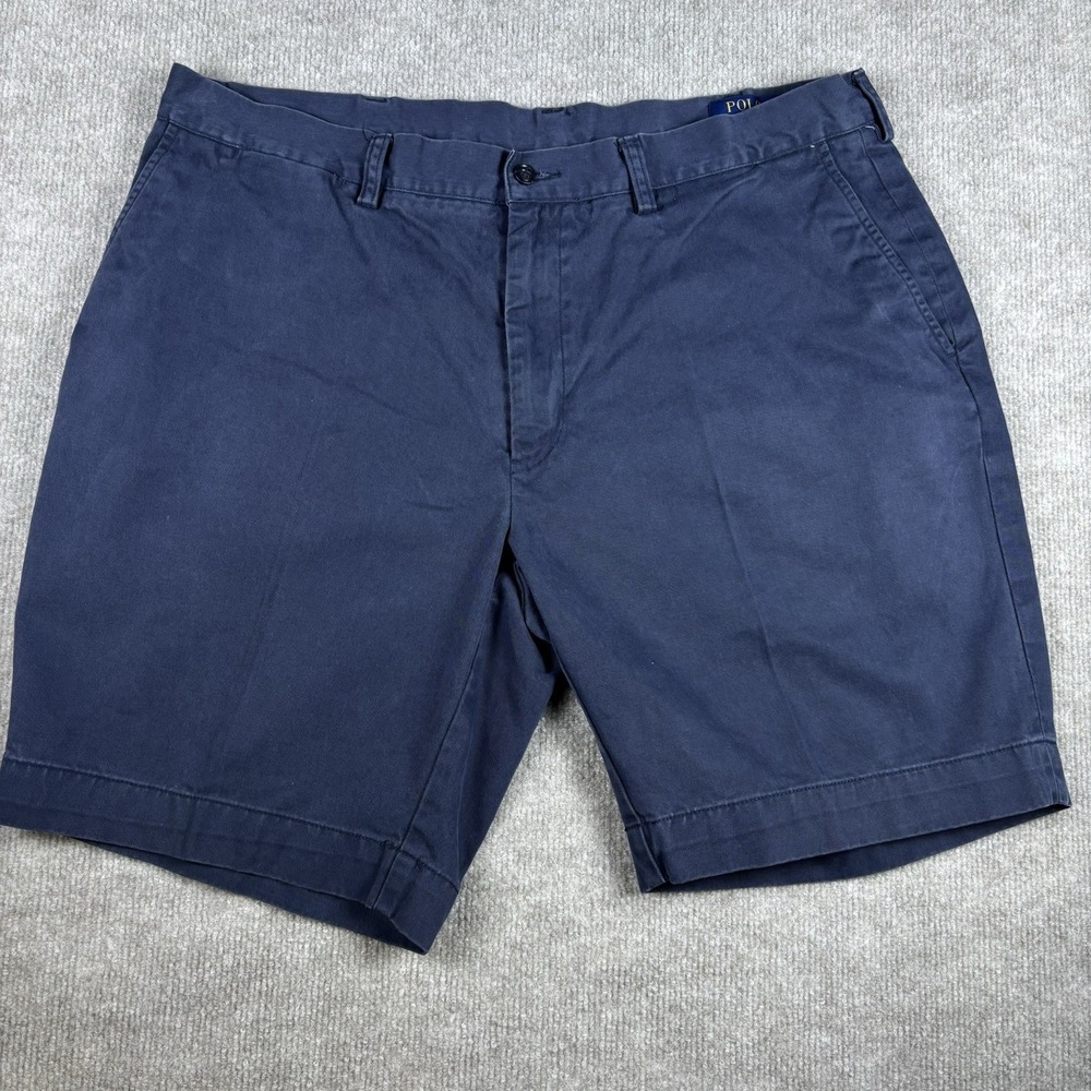 Polo Ralph Lauren Mens Navy Chino Shorts Size 38 Cotton Classic Flat Front